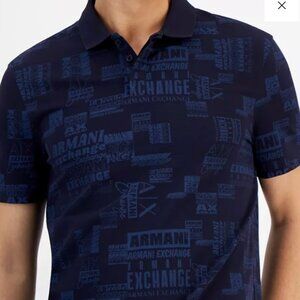 ARMANI EXCHANGE MEN'S REGULAR-FIT NIGHT SKY LOGO PIQUE POLO SHIRT, SIZE: LARGE